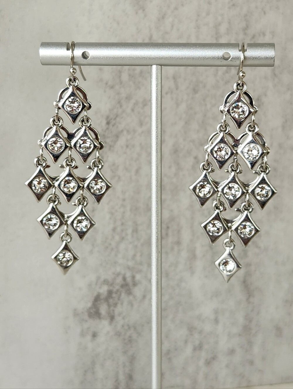 Silver Tone Boho Dangle Chandelier Earrings Crystal Accent Party Wedding Jewelry